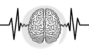 a human brain with an electrocardiogram waveform